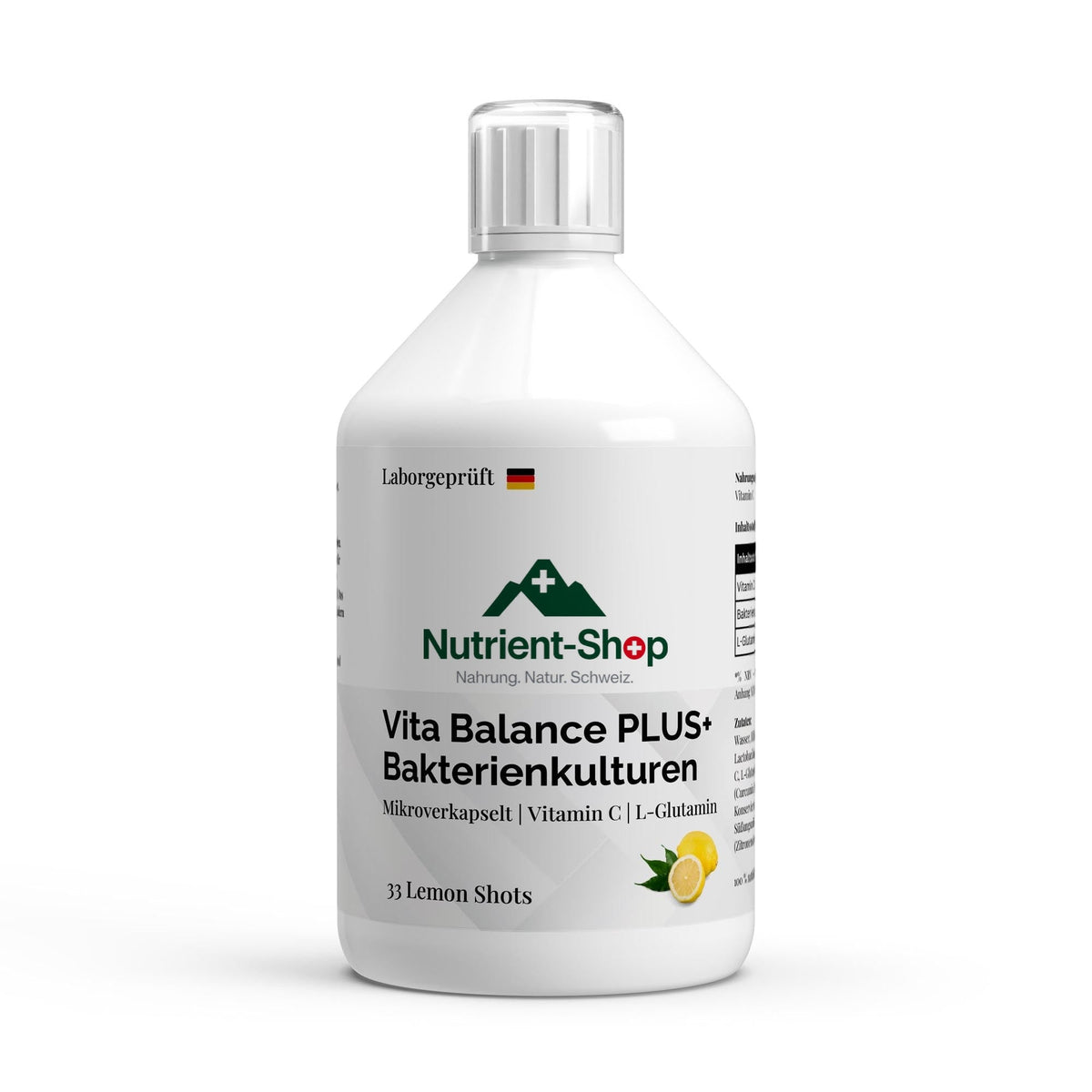 Vita Balance PLUS+ Bacterial Cultures - 33 Vegan Lemon Shots - 500ml