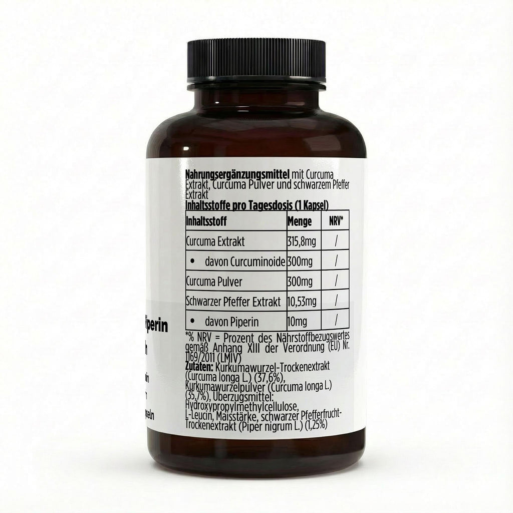 Curcuma (95% Curcumin) + Piperin - 60 vegane Kapseln