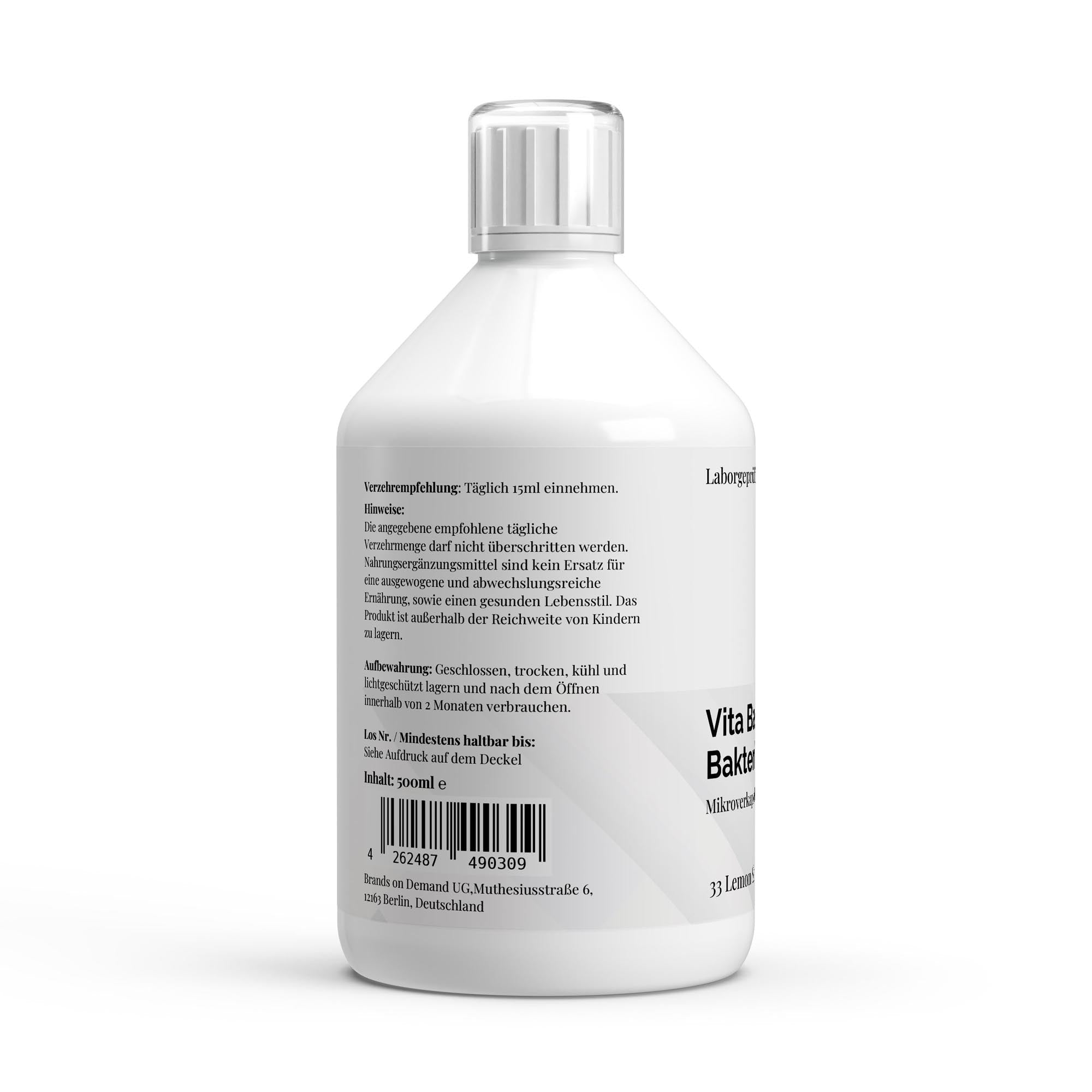 Vita Balance PLUS+  Bakterienkulturen - 33 vegane Lemon Shots - 500ml