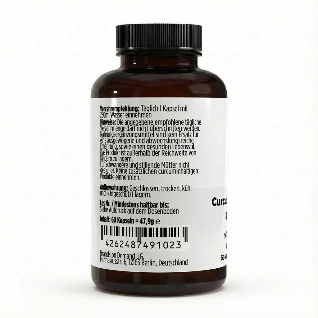 Curcuma (95% Curcumin) + Piperin - 60 vegane Kapseln