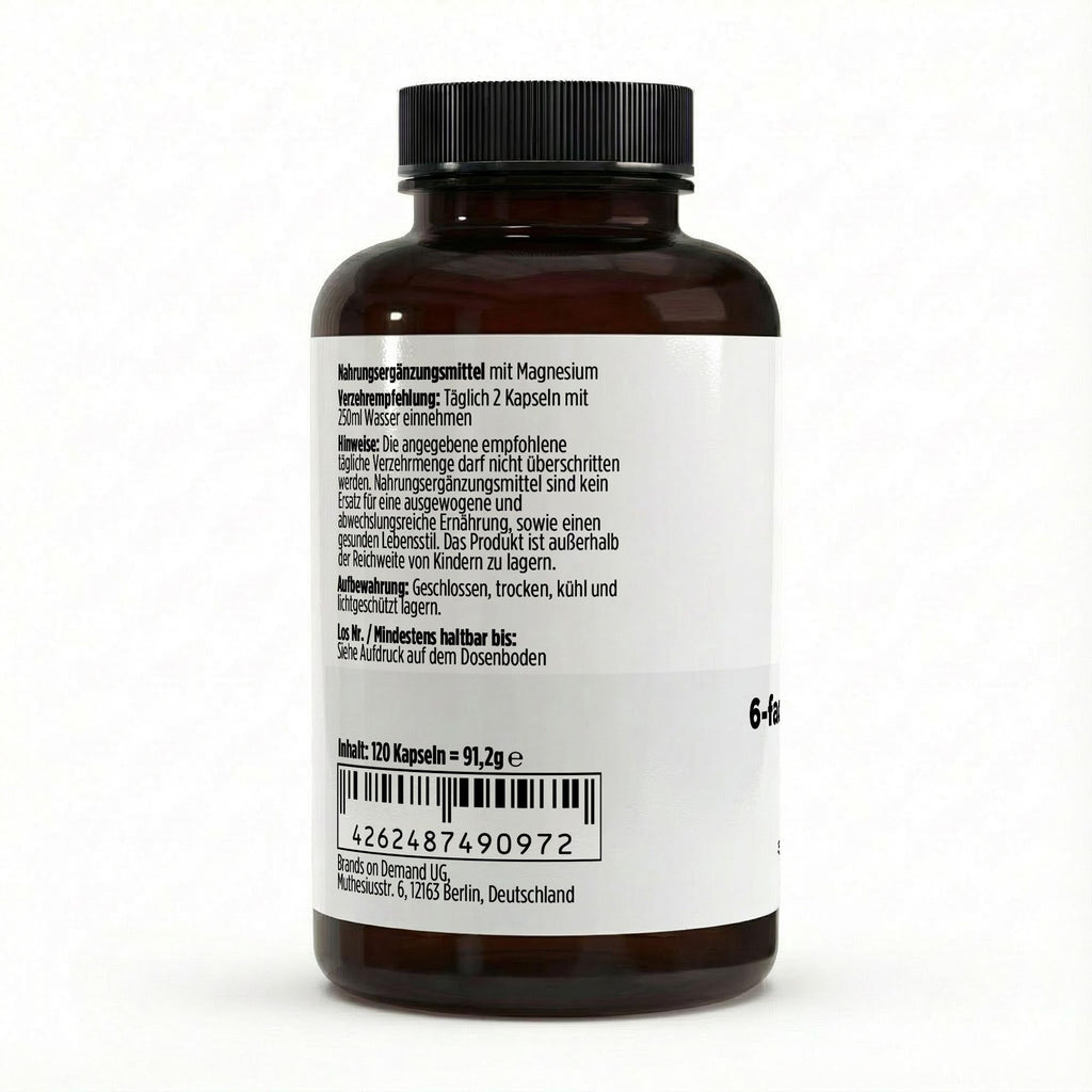 Magnesium 6x Komplex + B6 - 120 vegane Kapseln