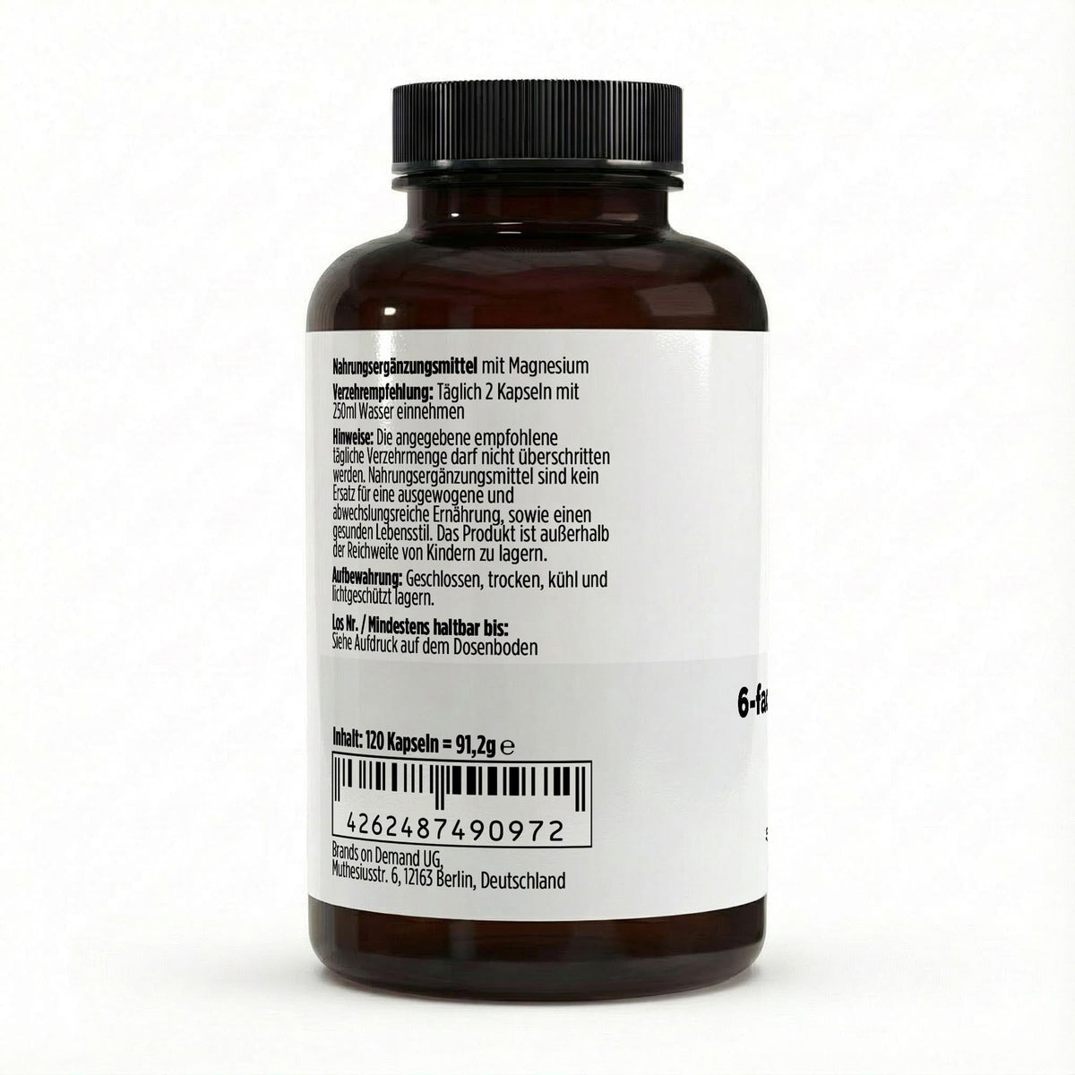 Magnesium 6x Komplex + B6 - 120 vegane Kapseln